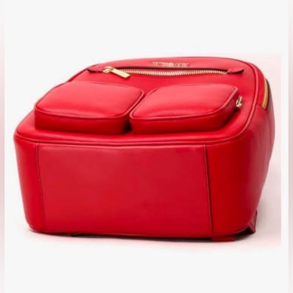 BNWT Michael Kors Leather Jet Set Red Medium Backpack - Picture 6 of 10